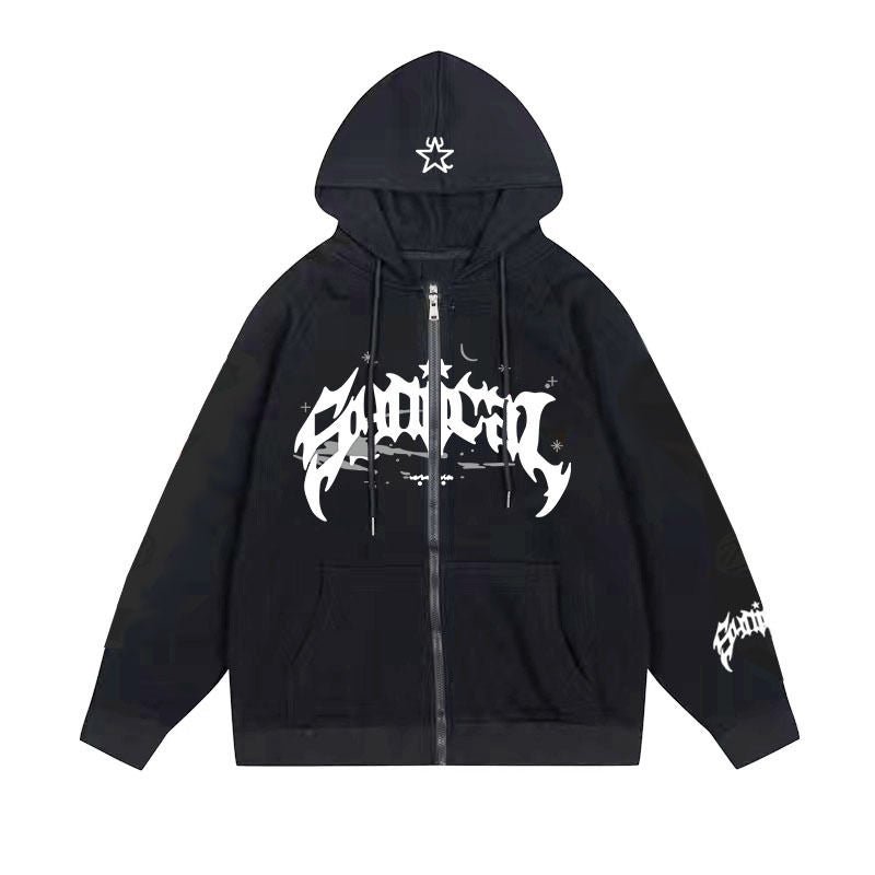 Black Stotic Zipper Hoodie